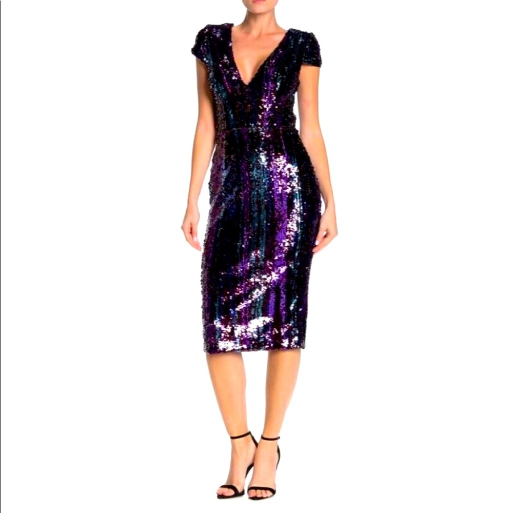 Dress the Population Merlot Multicolor sequin dress XXS